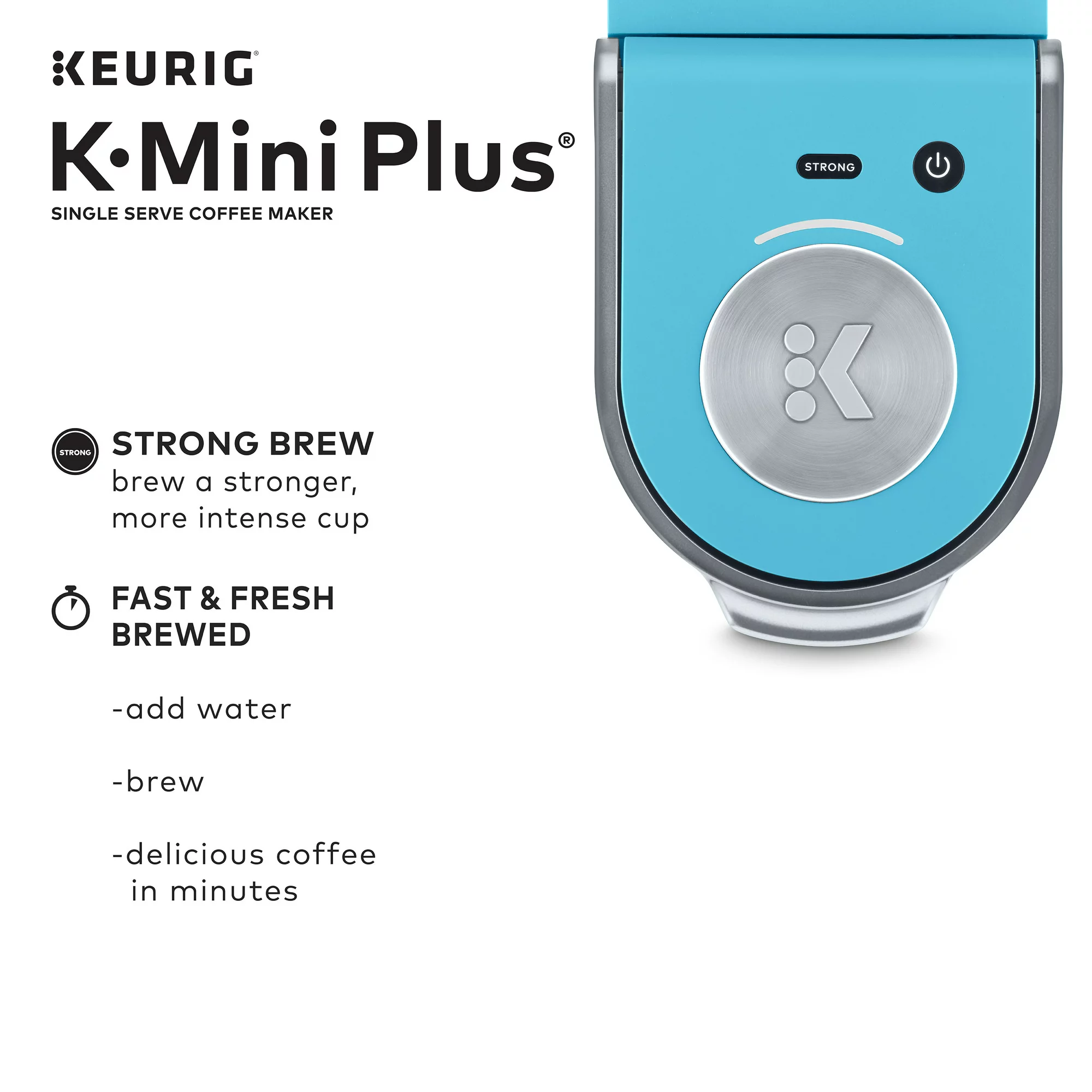 Keurig K-Mini Plus Single Serve K-Cup Pod Coffee Maker， Cool Aqua