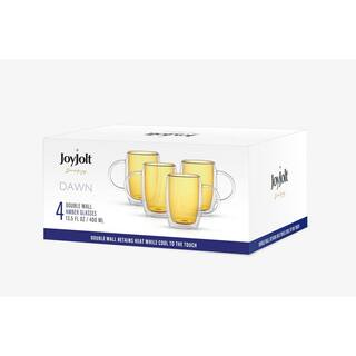 JoyJolt Aroma 13.5 oz Borosilicate Glass Amber Colored Double Wall Coffee Tea Mugs Set (Set of 4) JGT10256