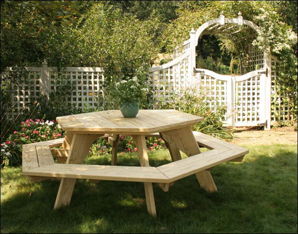 Treated Pine Hexagon Picnic Table