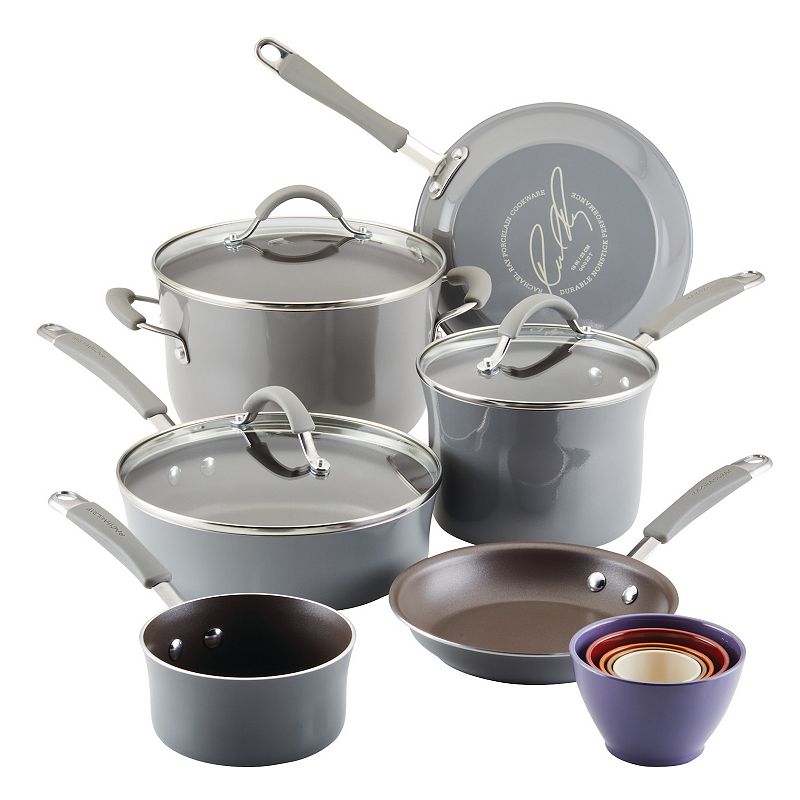 Rachael Ray Cucina 14-pc. Porcelain Enamel Nonstick Cookware and Measuring Cup Set