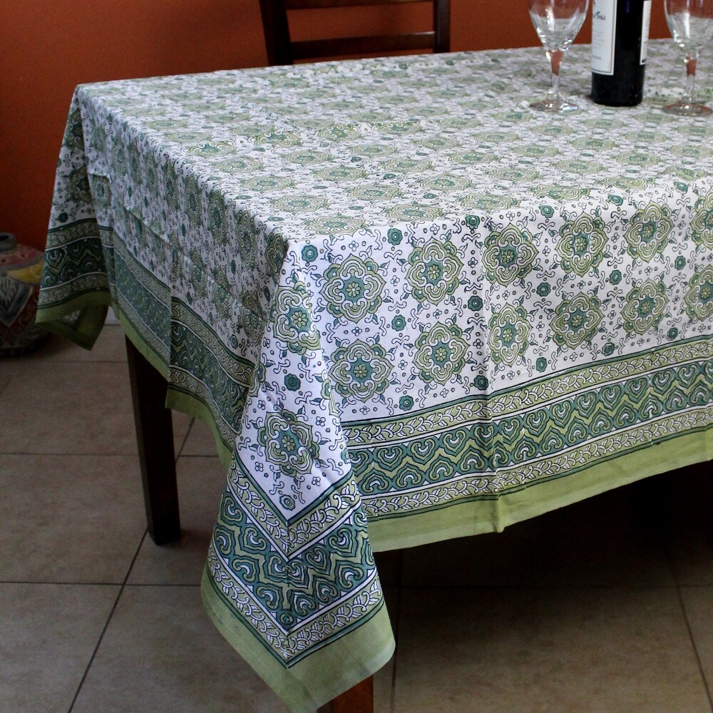 Cotton Pristine Floral Diamonds Tablecloth Rectangle