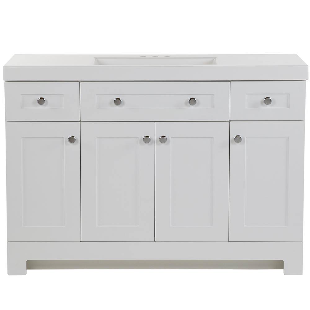 Glacier Bay Everdean 48.5 in. W x 18.75 in. D Vanity in White with Cultured Marble Vanity Top in White with White Sink EV48P2-WH