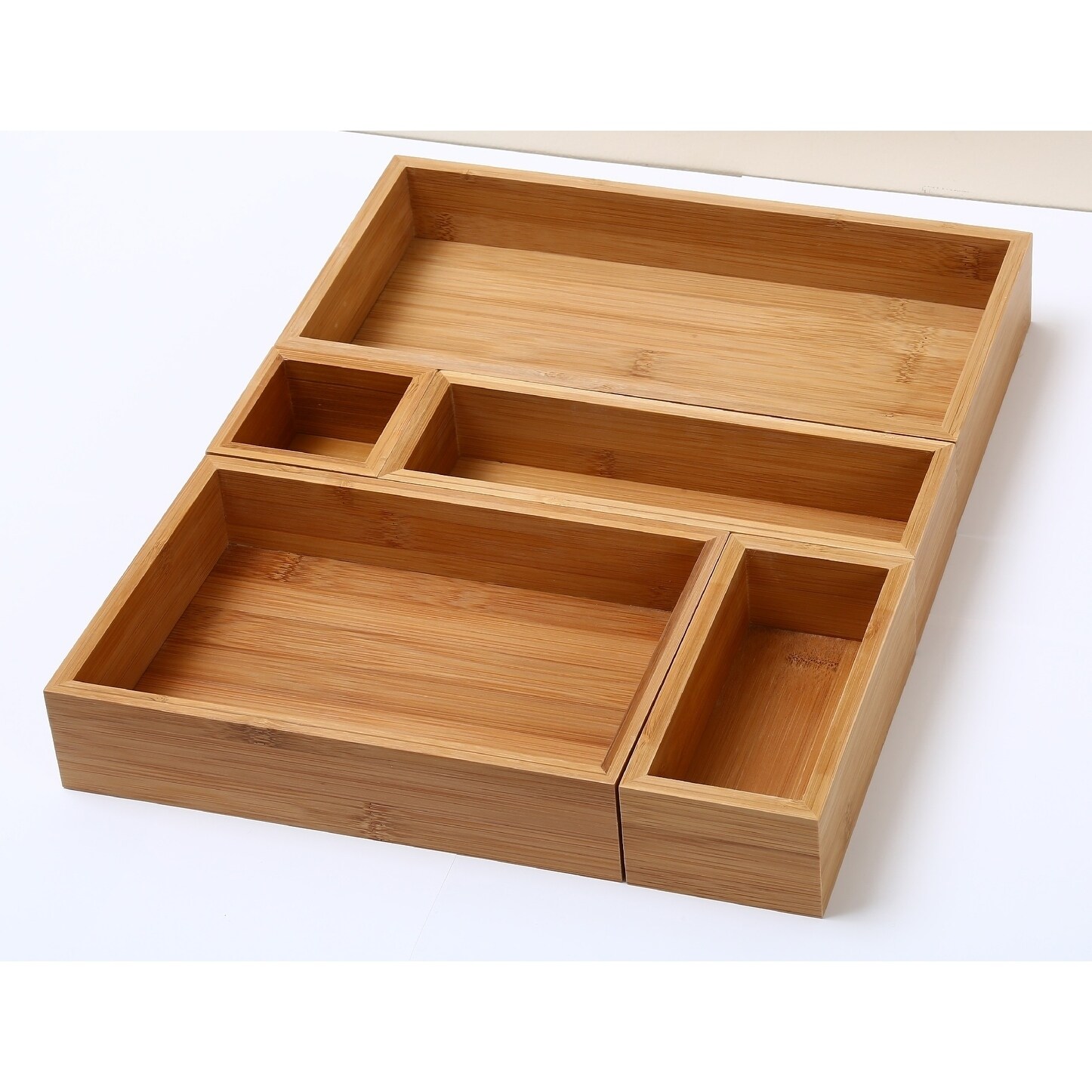 YBM HOME Bamboo Drawer Organizer Boxes for Home， Kitchen(SET OF 5)