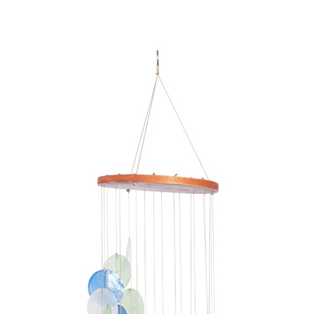 Coastal Capiz Shell Abstract Windchime Blue Olivia amp May