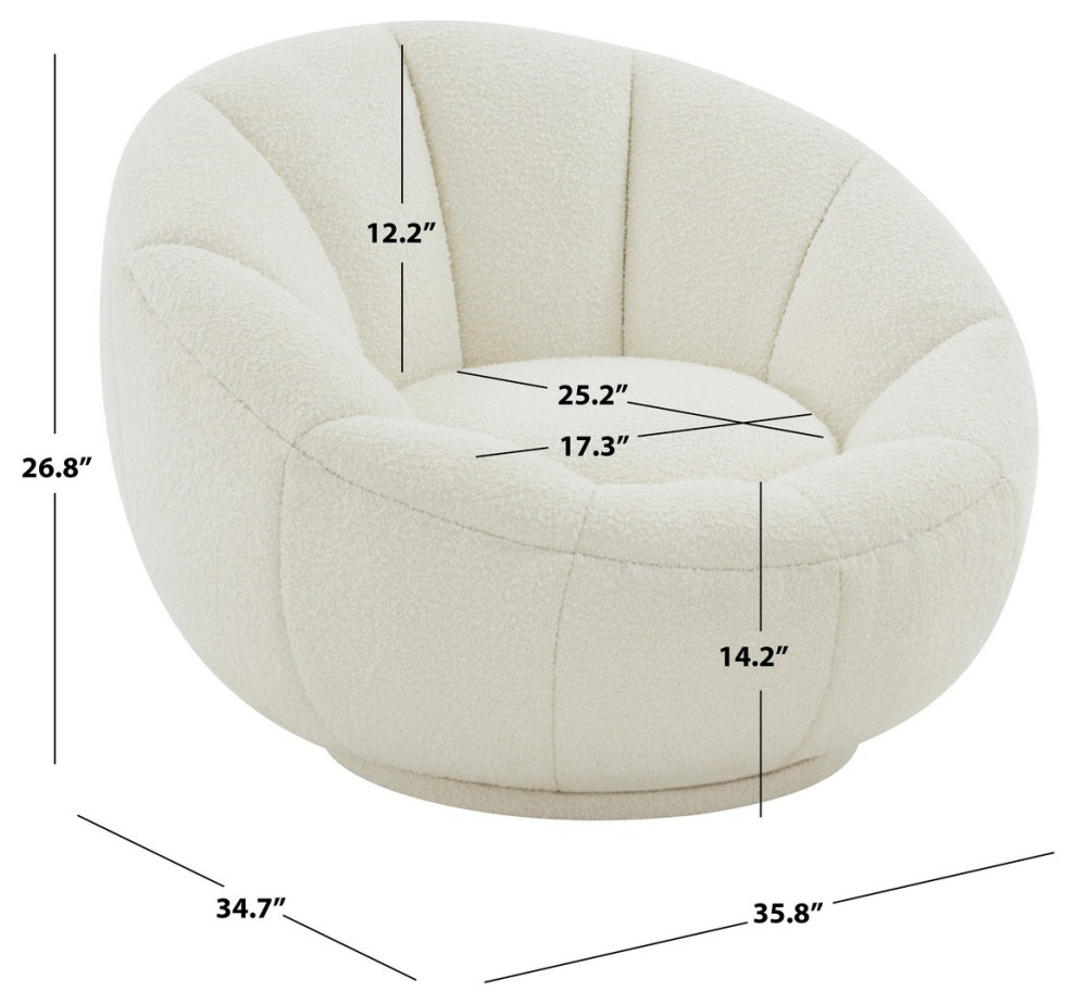 Safavieh Couture Evarose Boucle Swivel Chair Ivory   Contemporary   Armchairs And Accent Chairs   by Safavieh  Houzz