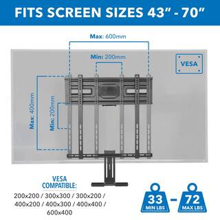 Mount-It! 43 in. to 70 in. Height Adjustable Fireplace Gas Spring TV Mount 72 lbs. Capacity MI-395