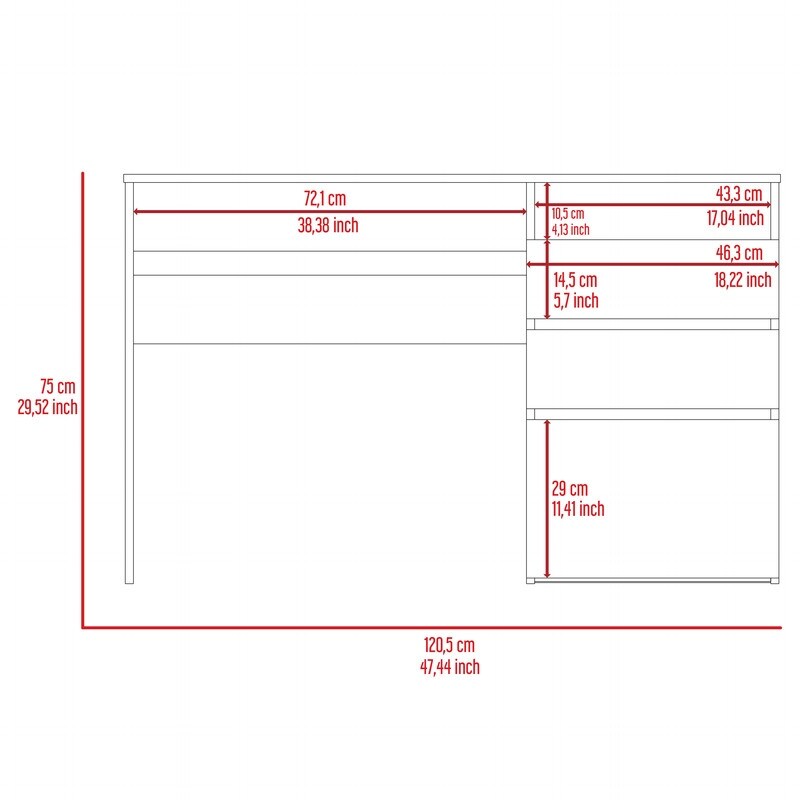 3 Drawer 1 Shelf Computer Desk with Storage  Writing Console Table