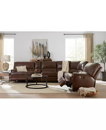 Furniture Binardo 123 5 Pc Zero Gravity Leather Sectional with 2 Power Recliners