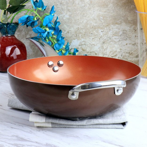 Copper Pan Cooking Excellence 3 5 Quart Aluminum Nonstick Saute Pan In Copper