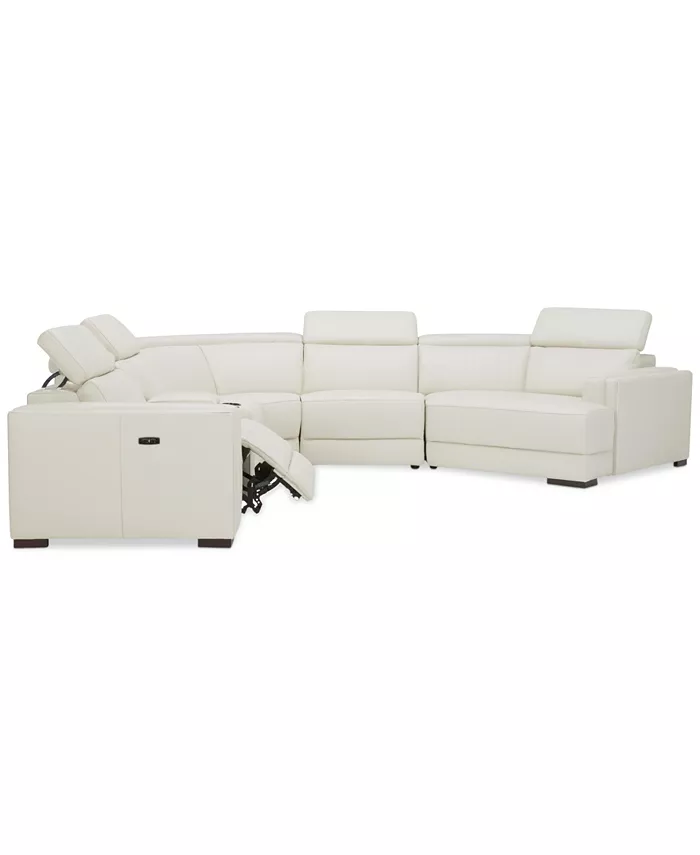 Furniture Jenneth 6-Pc. Leather Sofa with 1 Power Motion Recliner and Cuddler