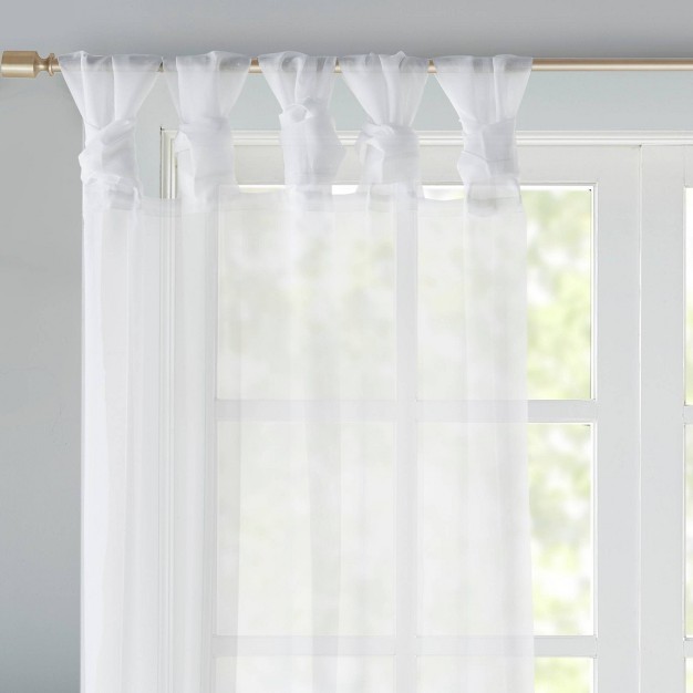 Set Of 2 Persis Twisted Tab Voile Sheer Window White