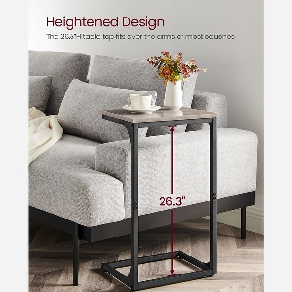 C-Shaped Side Table， End Table for Sofa， Couch Table with Metal Frame， Industrial， for Study