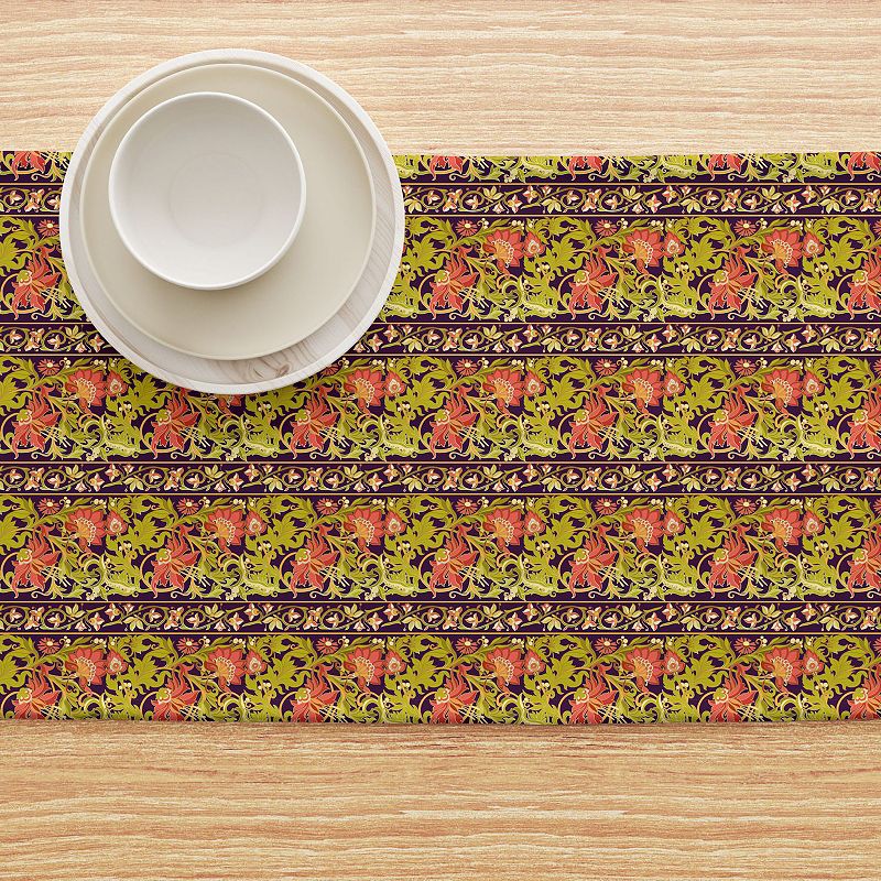 Table Runner， 100% Cotton， 16x90， Floral 6