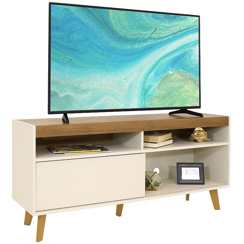 Sunnydaze Mid-Century Modern TV Stand Console for 58 TV - Latte