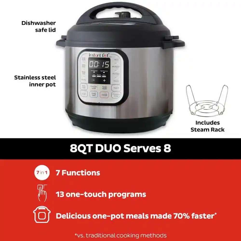 Instant Pot 8 qt. Stainless Steel Duo Electric Pressure Cooker