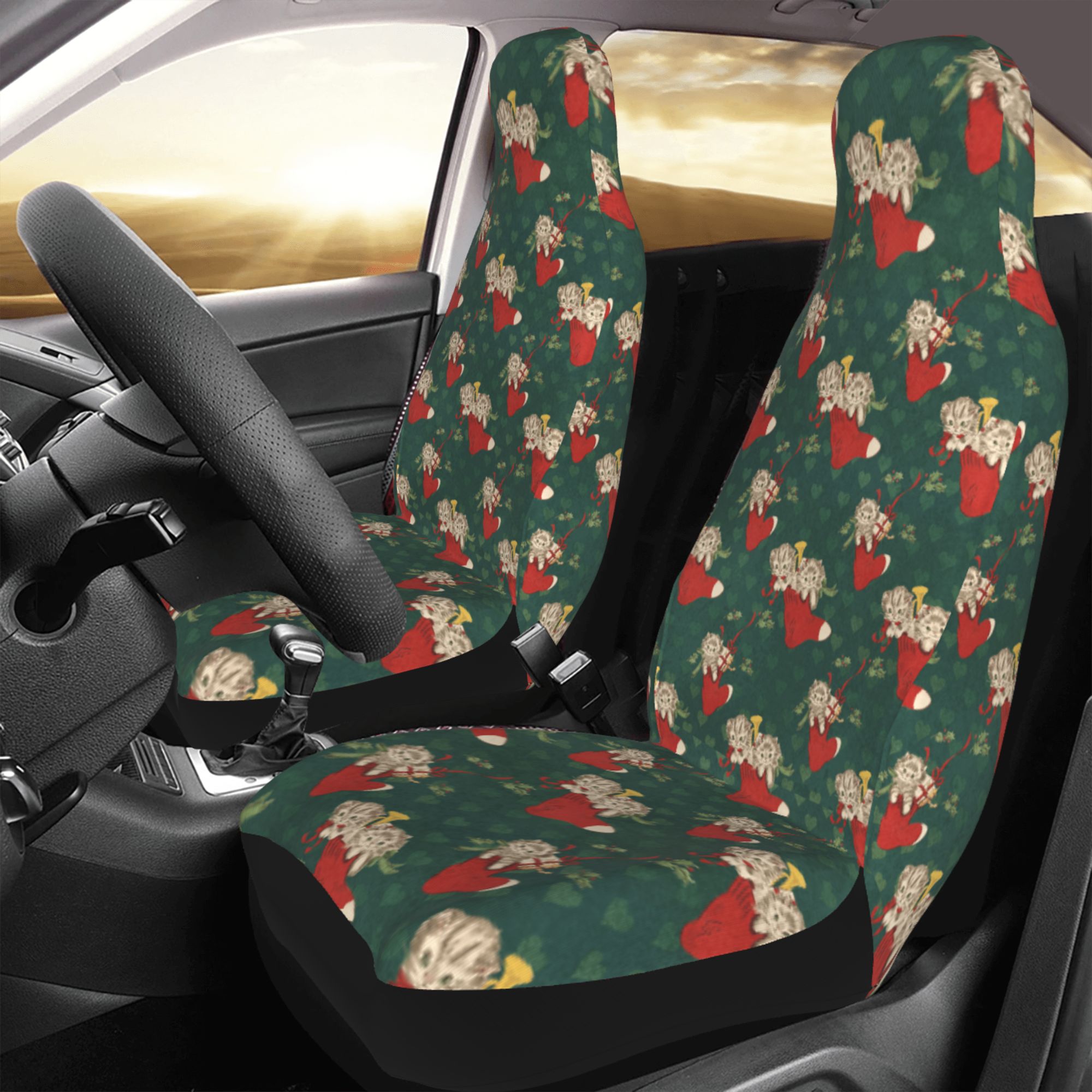 ZICANCN Car Seat Cover Funny Christmas Boots Cats Car Front Seat Covers Protectors ， Automotive Seat Covers for Cars Trucks Suv