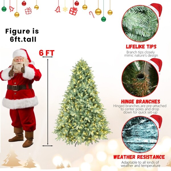 4ft9ft Blue PE/PVC Mixed Prelit Christmas Tree with Warm White LED Lights