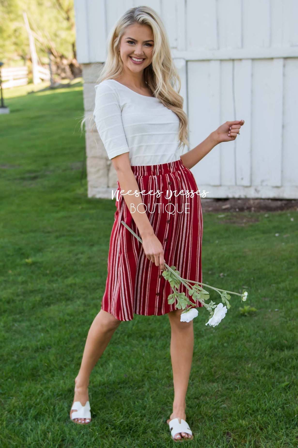 Burst Of Joy Striped Button Skirt