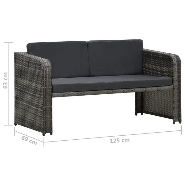 4 Piece Patio Lounge Set with Cushions Poly Rattan Anthracite - Overstock - 36041956