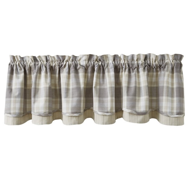 Park Designs Weathered Oak Lined Layered Valance 72 x27 x27 Off white