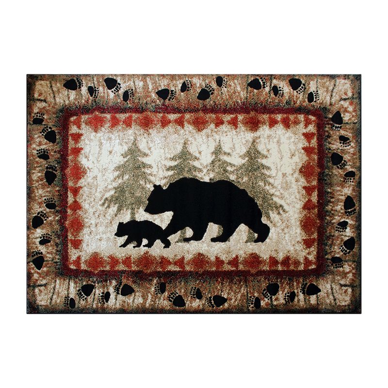 Masada Rugs Masada Rugs 8'x10' Cabin/Lodge Theme Area Rug with Bear and Cub Scene