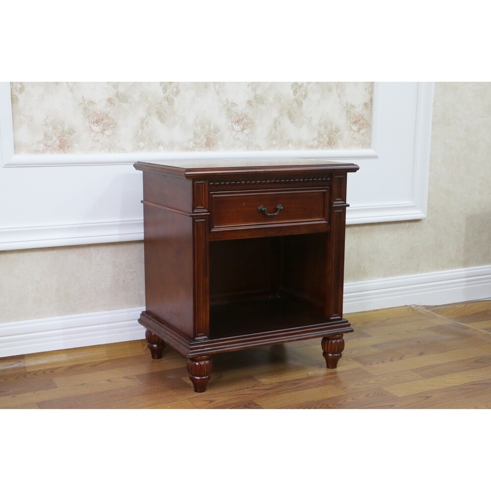 Windsor Carved Wood 1 Drawer End Table