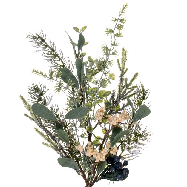 Vickerman 5 x27 Green Artificial Pine Blueberry And White Berry Garland