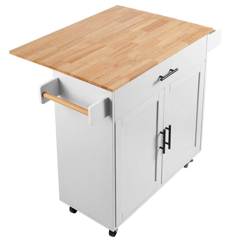 VEVOR Kitchen Island Cart Top 35.4 in. W Mobile Carts with Storage Cabinet Rolling Kitchen Carts White YDKCFDXJMDB12OVNIV0