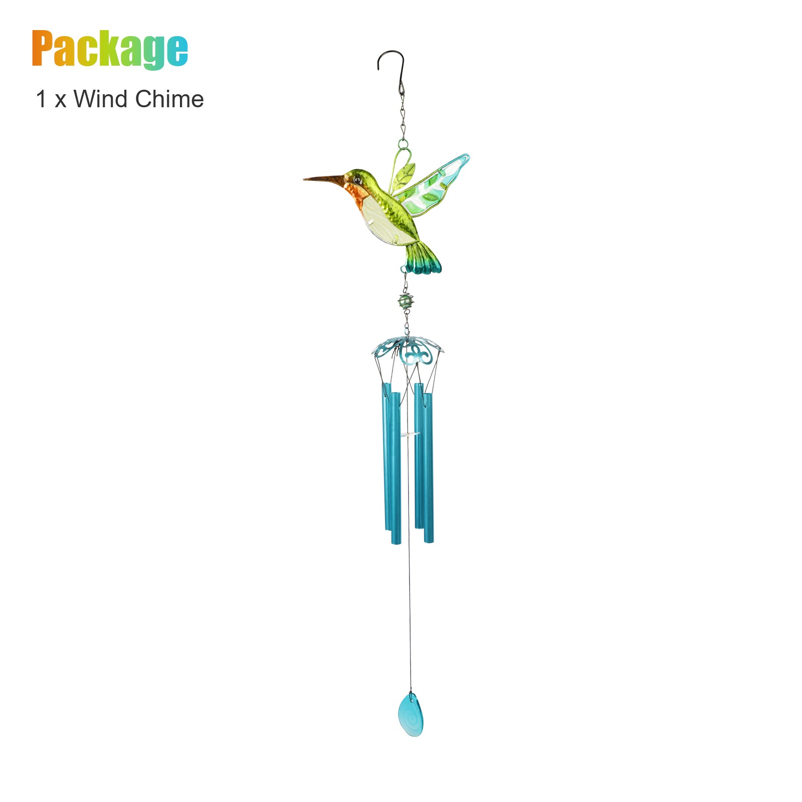 Hummingbird Wind Chimes， EEEkit Hummingbird Metal Tubes Wind Chime Bell Waterproof Wall Hanging Ornament Wind Chimes for Outdoor Indoor Gardening Yard Pathway Decoration