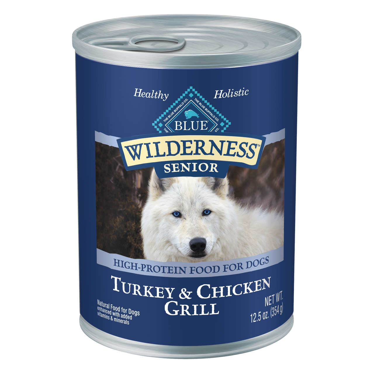 Blue Buffalo Wilderness Grain-Free Turkey and Chicken Grill Senior Canned Dog Food， 12.5 Oz.