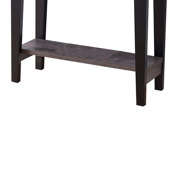 Wooden Console Table With Bottom Shelf， Black And Gray