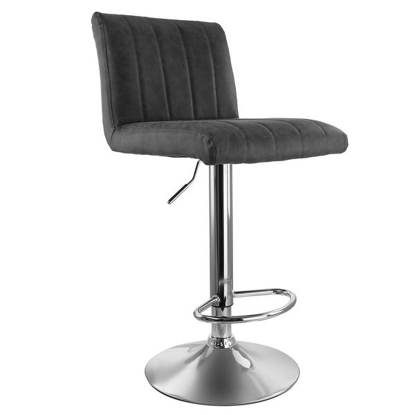 Elama 2 Piece Vintage Faux Leather Adjustable Bar Stool in Gray with Black Base