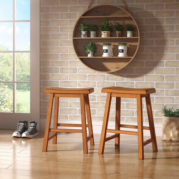 Lavish Home Swivel Wood Stool with Back