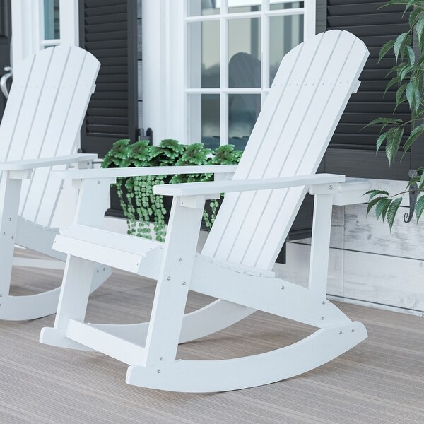 Adirondack Style Poly Resin Wood Rocking Chair for Indoor/Outdoor Use