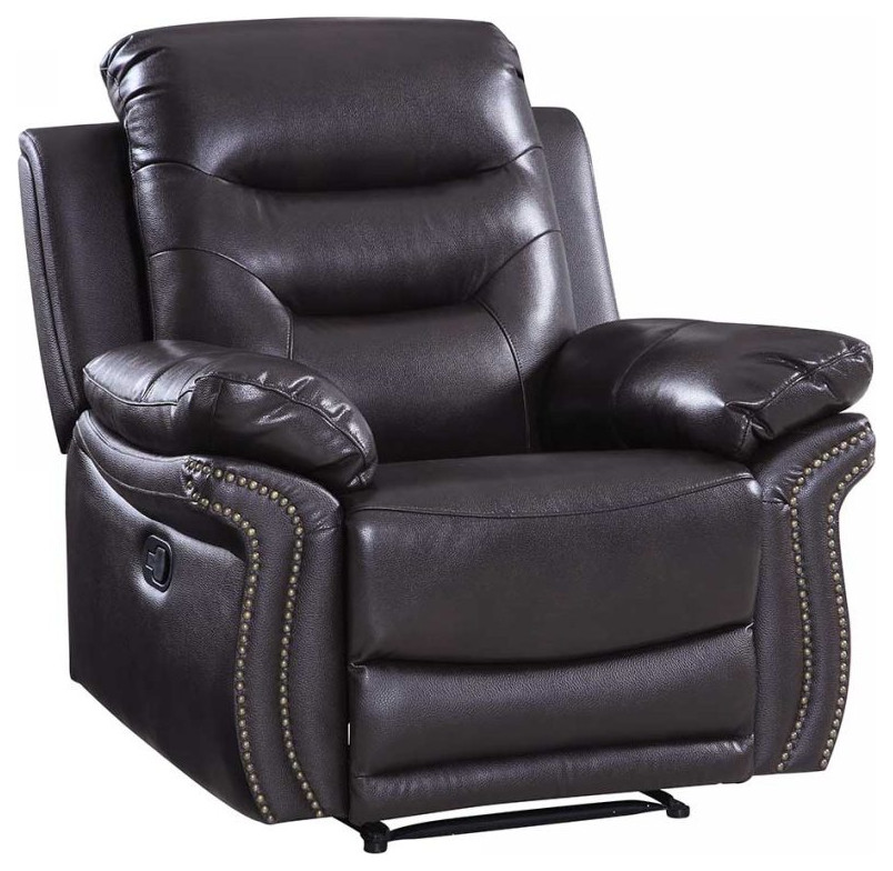 44 quotBeige Comfortable Leather Recliner Chair   Transitional   Recliner Chairs   by HomeRoots  Houzz