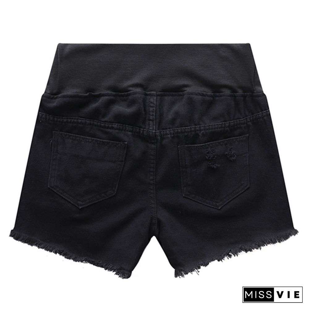 Summer Pregnant Women's Denim Shorts Fashion Belly Loose Shorts Maternity Elastic Shorts