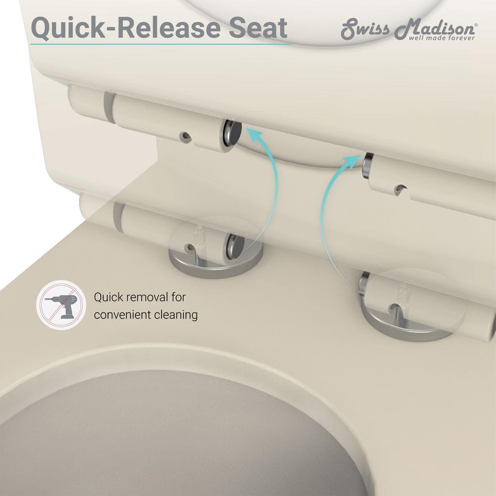 Swiss Madison Sublime 1piece 128 GPF Left Side Single Flush Handle Elongated Toilet in Bisque with Seat Included