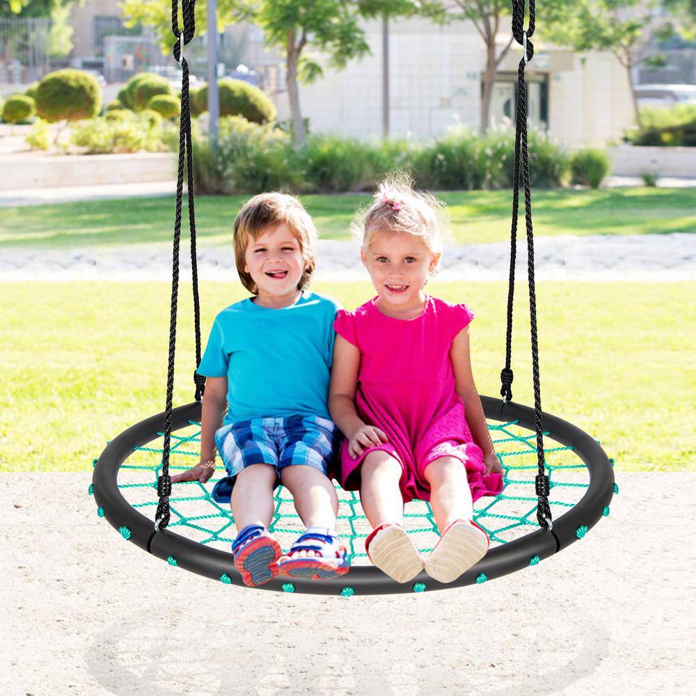 Costway 40 in. Green Spider Tree Web Swing Set with Adjustable Hanging Ropes Kids Play Set OP70309GN