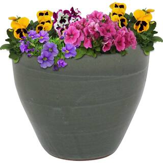 Sunnydaze Resort 13 in. Gray Ceramic IndoorOutdoor Planter AP-077