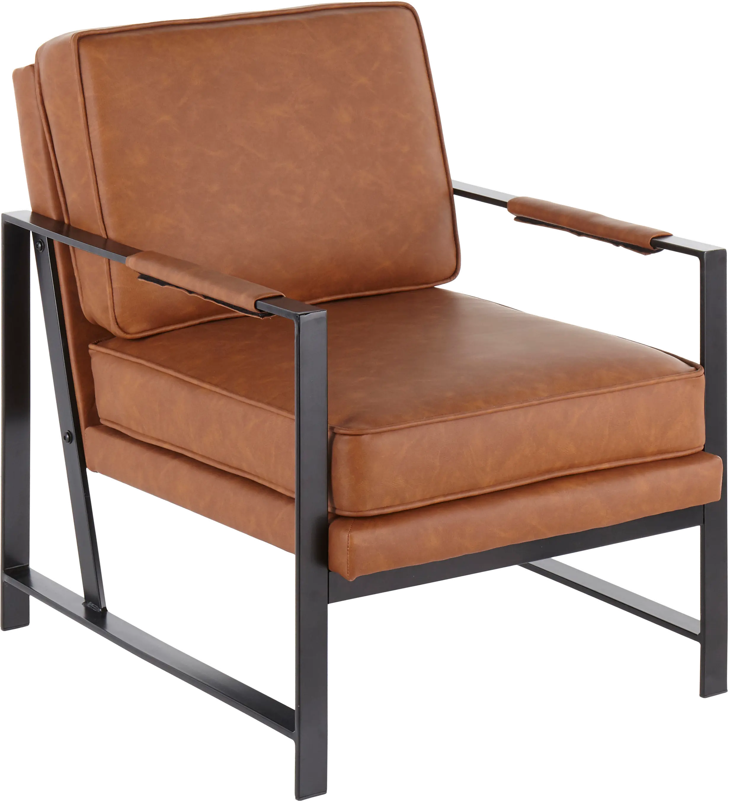 Contemporary Camel Brown Faux Leather Arm Chair - Franklin