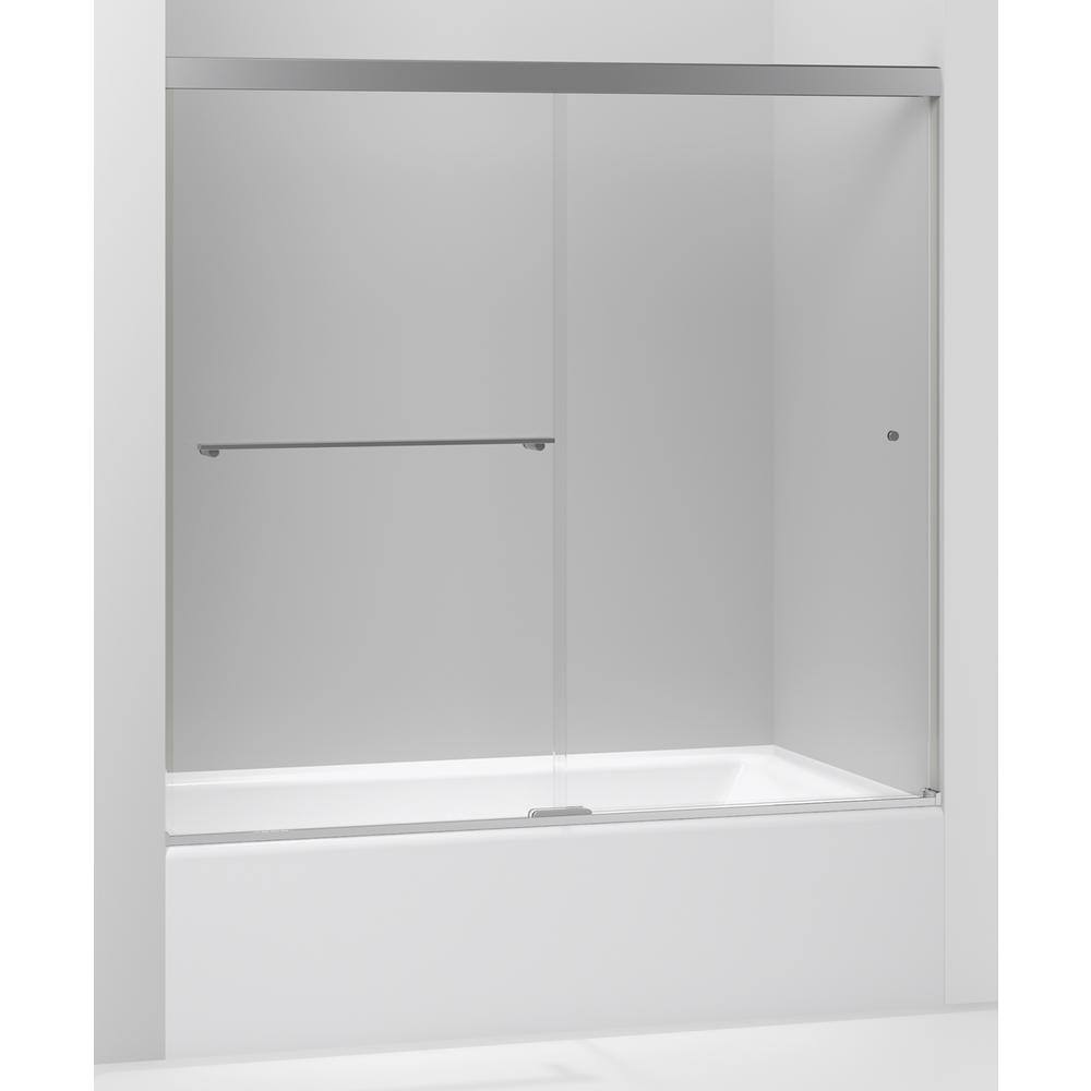 KOHLER Revel 59.625 in. W x 62 in. H Sliding Frameless Shower Door in Bright Polished Silver with Crystal Clear Glass K-707002-L-SHP