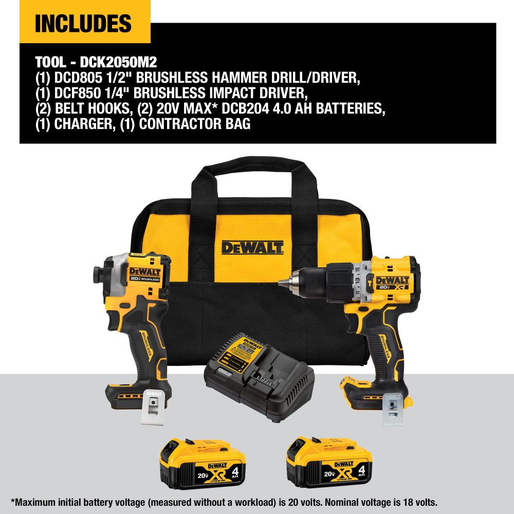 DW 20V MAX XR 2 Tool Combo Kit DCK2050M2 from DW