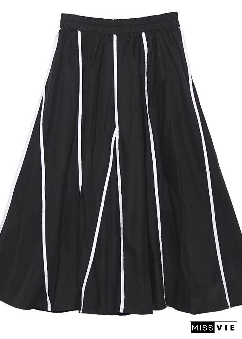 Women's Retro skirt high waist large black striped skirt new