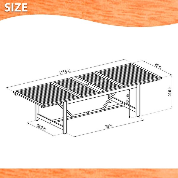 Amazonia Brown Rectangular Eucalyptus Wood Outdoor Dining Table with Extension