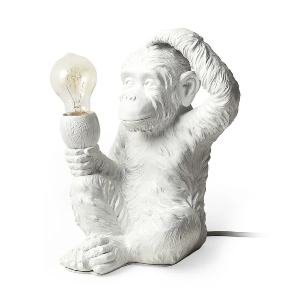 White Whimsical Monkey Table or Desk Lamp - 12