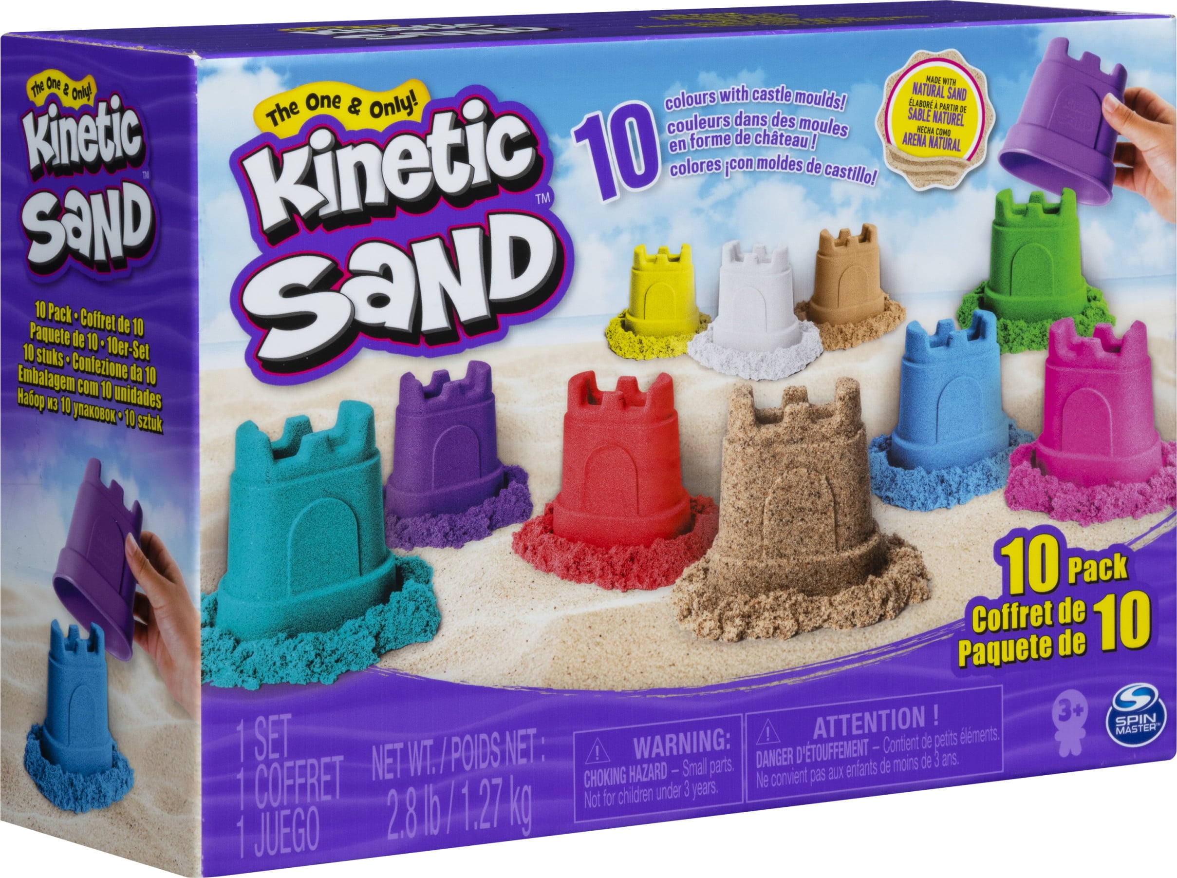 Kinetic Sand, Castle Containers 10-Color Pack Colored Sand Toys