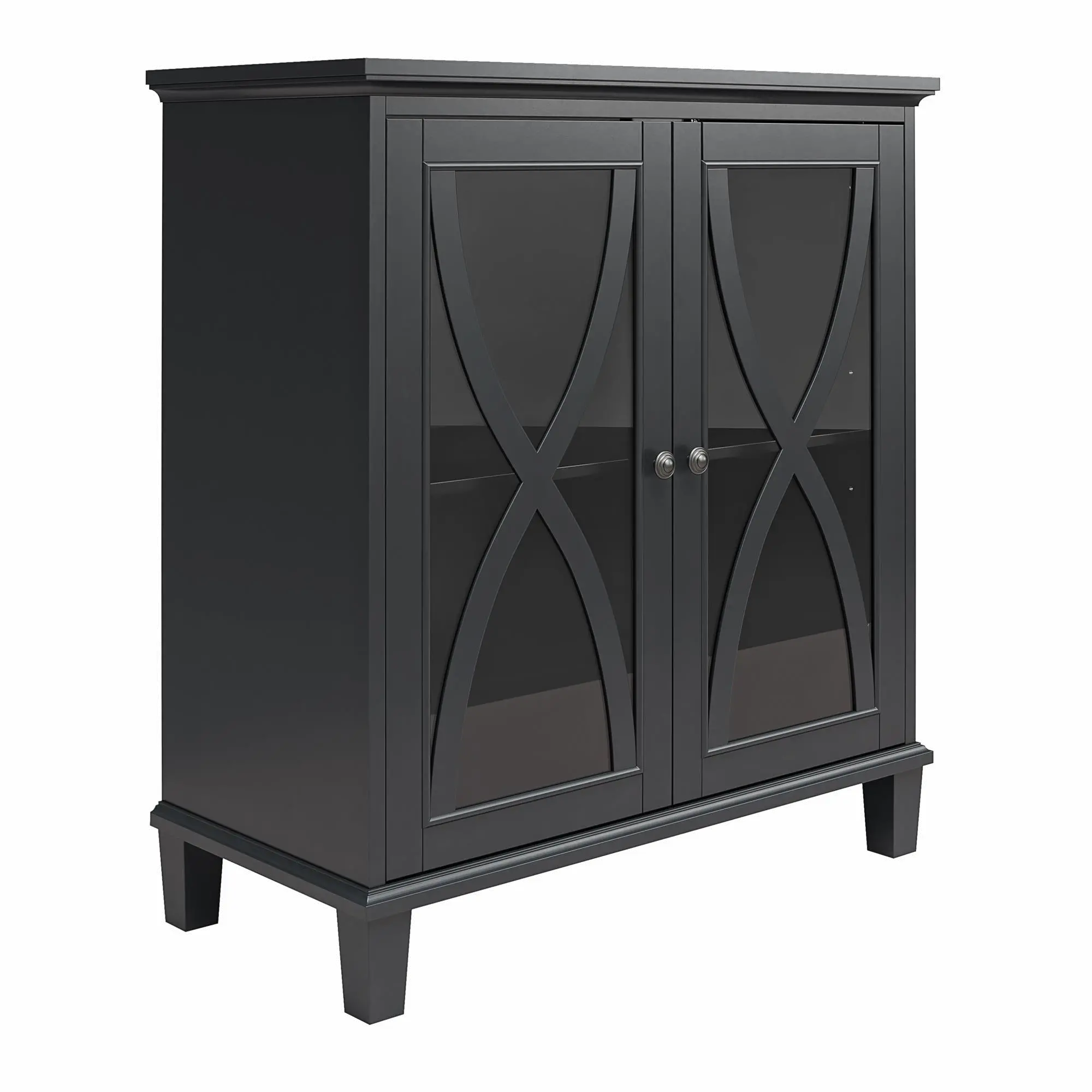 Celeste Black Accent Cabinet with Glass Doors