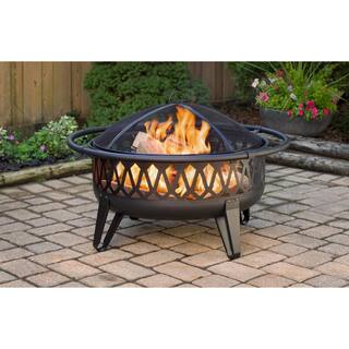 Pleasant Hearth Harmony 36 in. W x 22.8 in. H Round Steel Wood Burning Black Fire Pit OFW750R