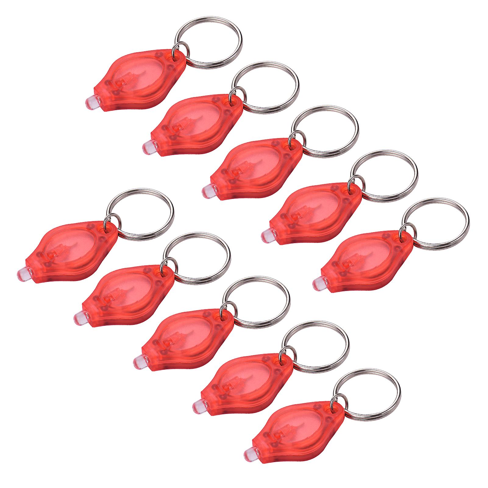 10 Pcs Mini Portable Led Light Flashlight Keychain Ultra Bright Key Ring Emergency Camping Lamp Light Torch Red 10 Pcs