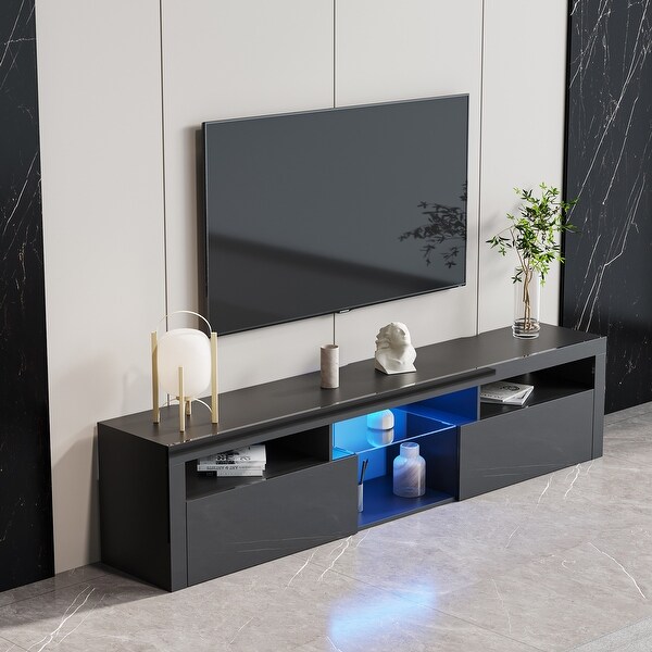 78''L Modern FloatingandFloor Dual-Use TV Stand Cabinet with 2 Storage CabinetandOpen Shelf for Living Room Bedroom， Max 70 inch